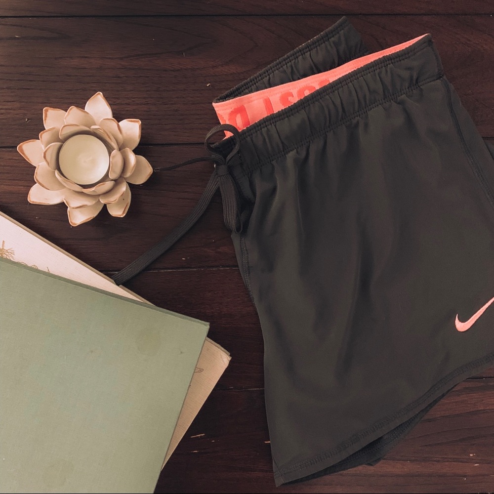 Nike Dri Fit Gray + Coral Running Shorts